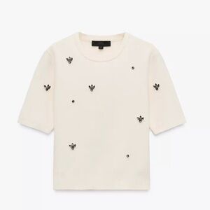 Zara Jewel Bead Knit Top Cream XL